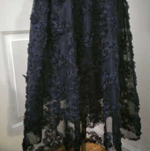 H&M Floral Mesh Navy Skirt S M - Picture 2 of 3